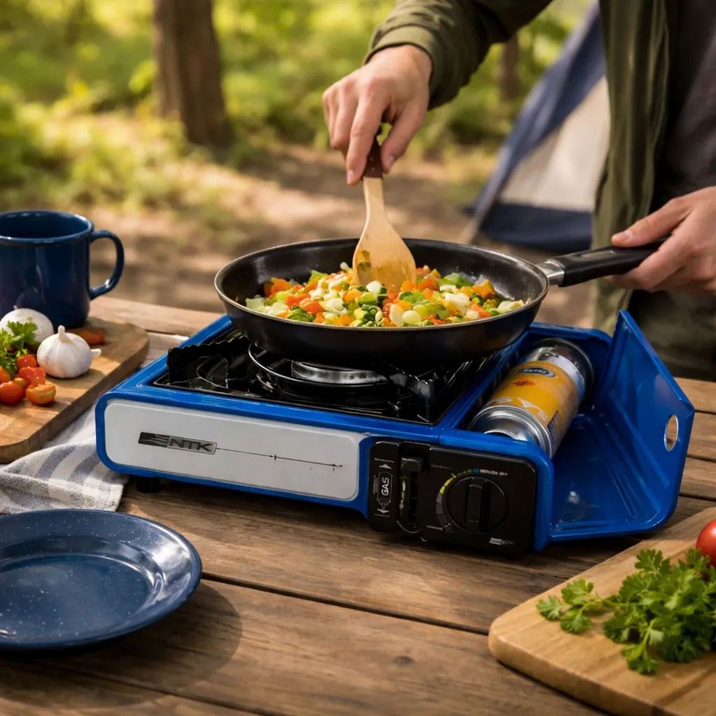 Fogareiro Portátil De Camping Ignição Com Maleta Mesa Acampamento Pesca Viagens Frontier Nautika Fogão Gas Flex Trilha