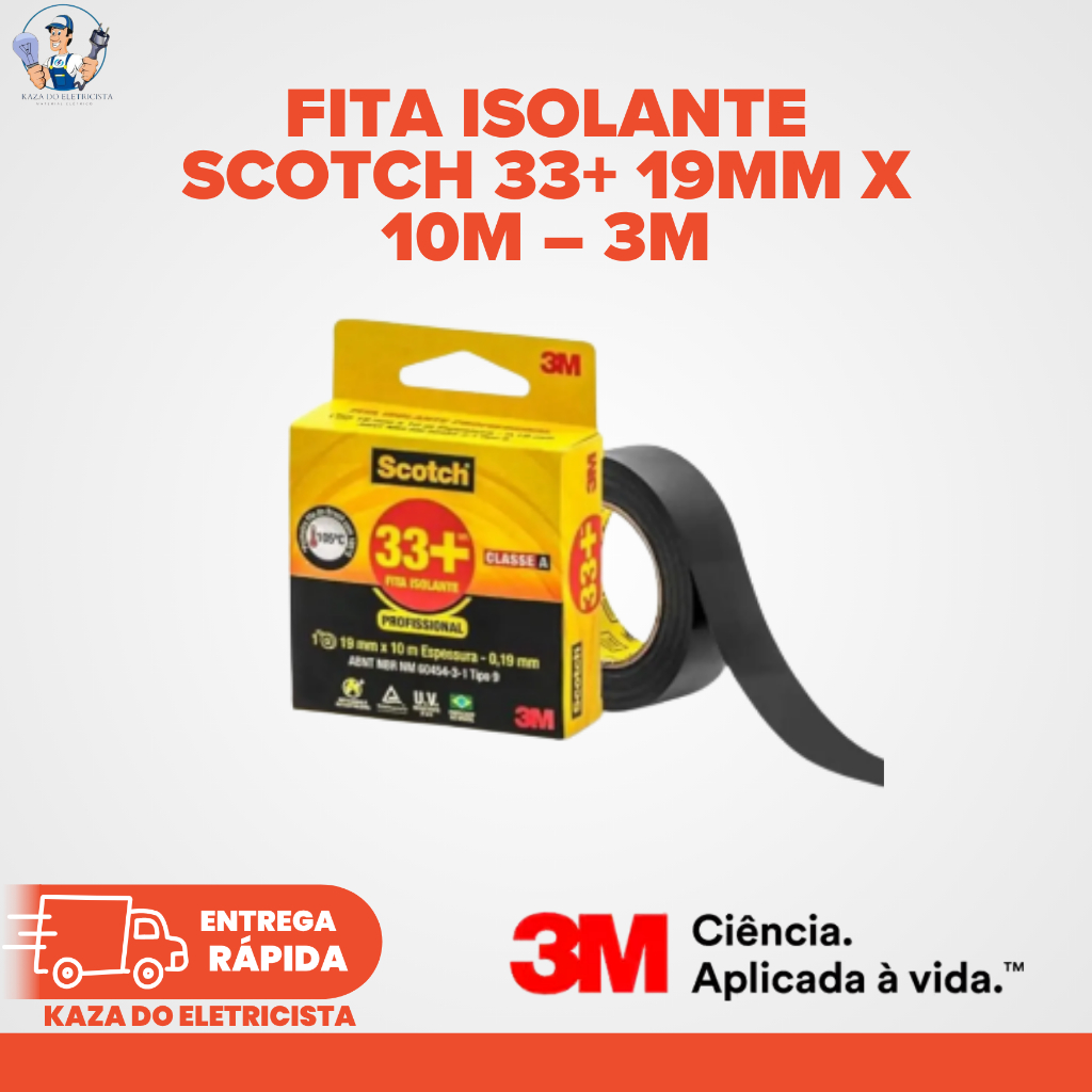 kit 2 ou 4 un. Fita Isolante Scotch 33+ 19mm x 10m HB004162143 – 3M