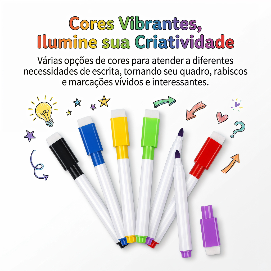 6 Cores Caneta Quadro Branco Magnética Ponta 3,1mm Baixo Odor para Escola Escritório Ensino Online