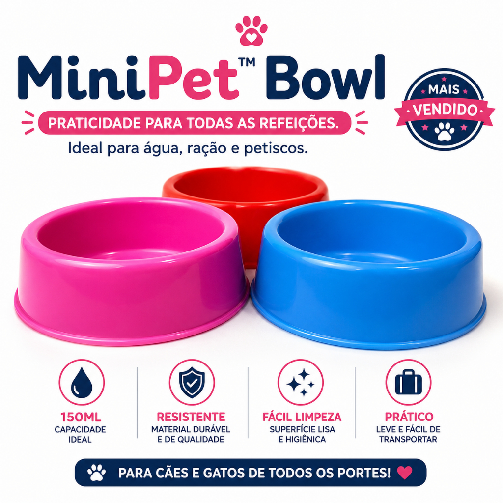 Pote Pet 150ml Para Cachorro e Gato Comedouro Bebedouro Plástico Resistente MiniPet™