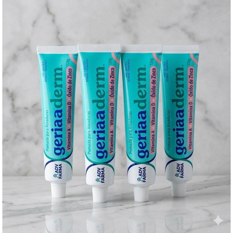 4 Pomada para assaduras Geriaderm 120g Uso Adulto e Pediátrico vitamina A+D+Z pomada secativa e cicatrizante