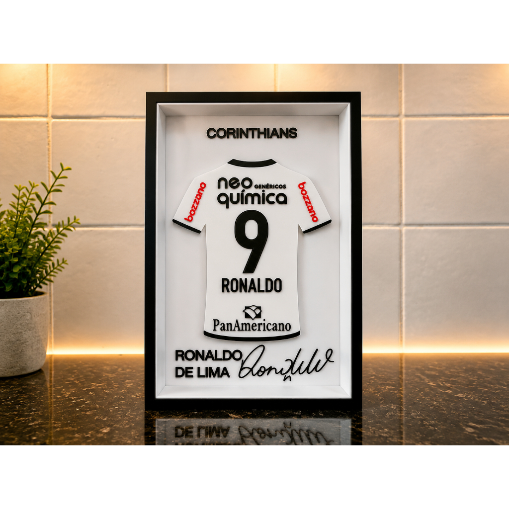 Quadro Decorativo Camisa Corinthians 3D | Presente para Torcedor e Decoração de Parede