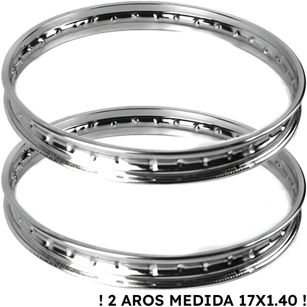 Par 2 AROS NA MEDIDA 17X1.40 Cromado Traseiro Dianteiro Biz 100 110 125 Honda Pop Crypton