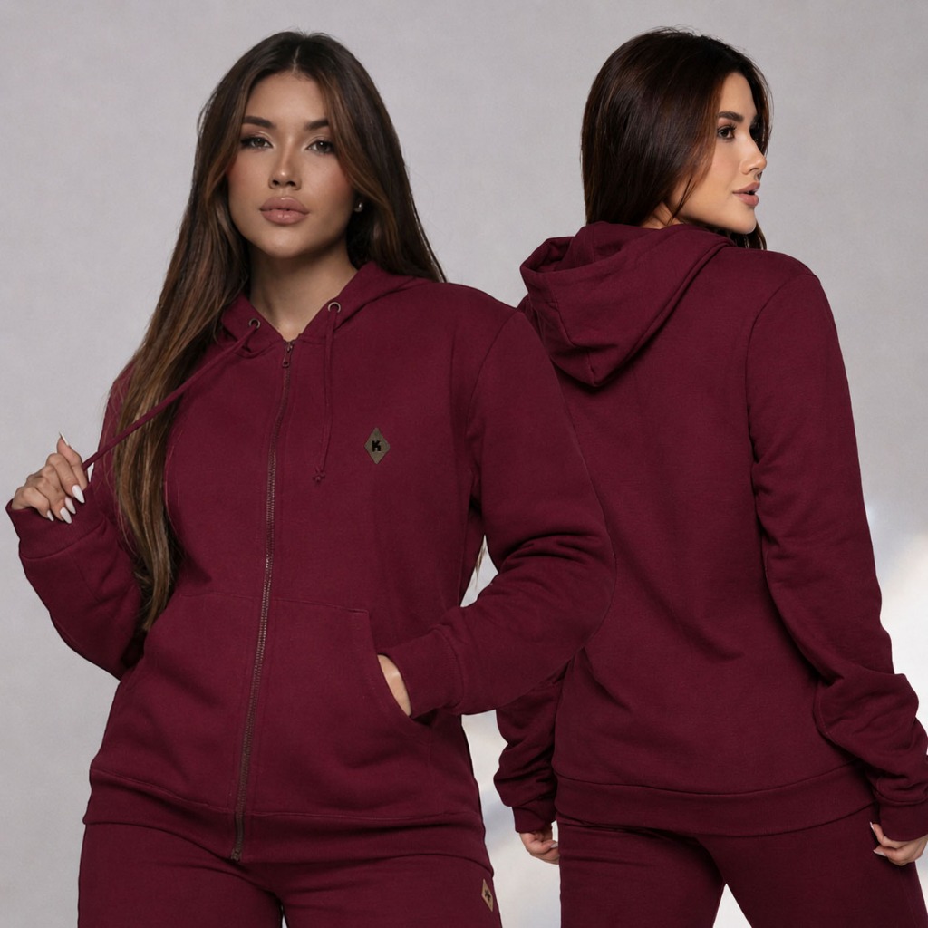 Blusa de Frio Moletom Feminino Tradicional com Capuz e Ziper Moletom Tradicional