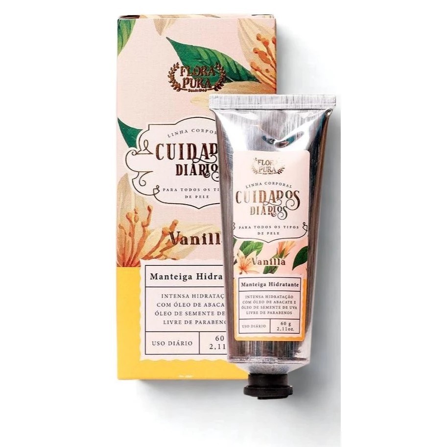 Manteiga Hidratante Corporal Vanilla Flora Pura Cuidados Diarios 60g