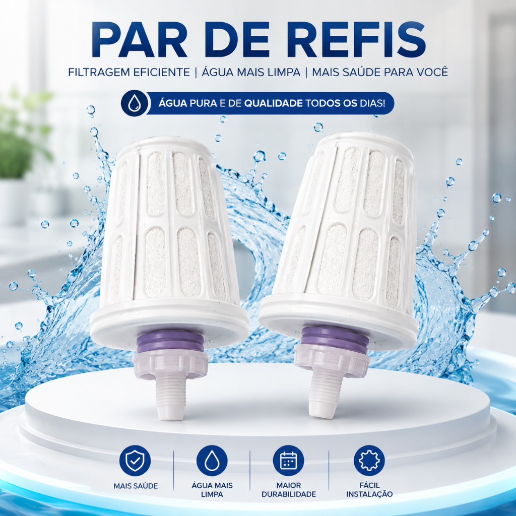 Kit 2 Refil Universal de Velas com Carvão Ativado Reposição Para Filtros Bebedouros