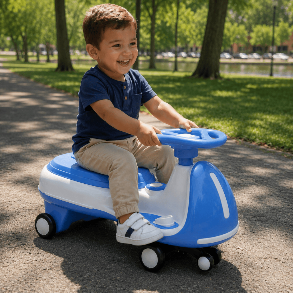 Carrinho Eletrico de Rolimã Bang Toys Swing Car Flow Azul 12V