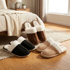 Pantufa Soft Forrada em Lã Feminina Plush Quentinha Macia Antiderrapante Inverno