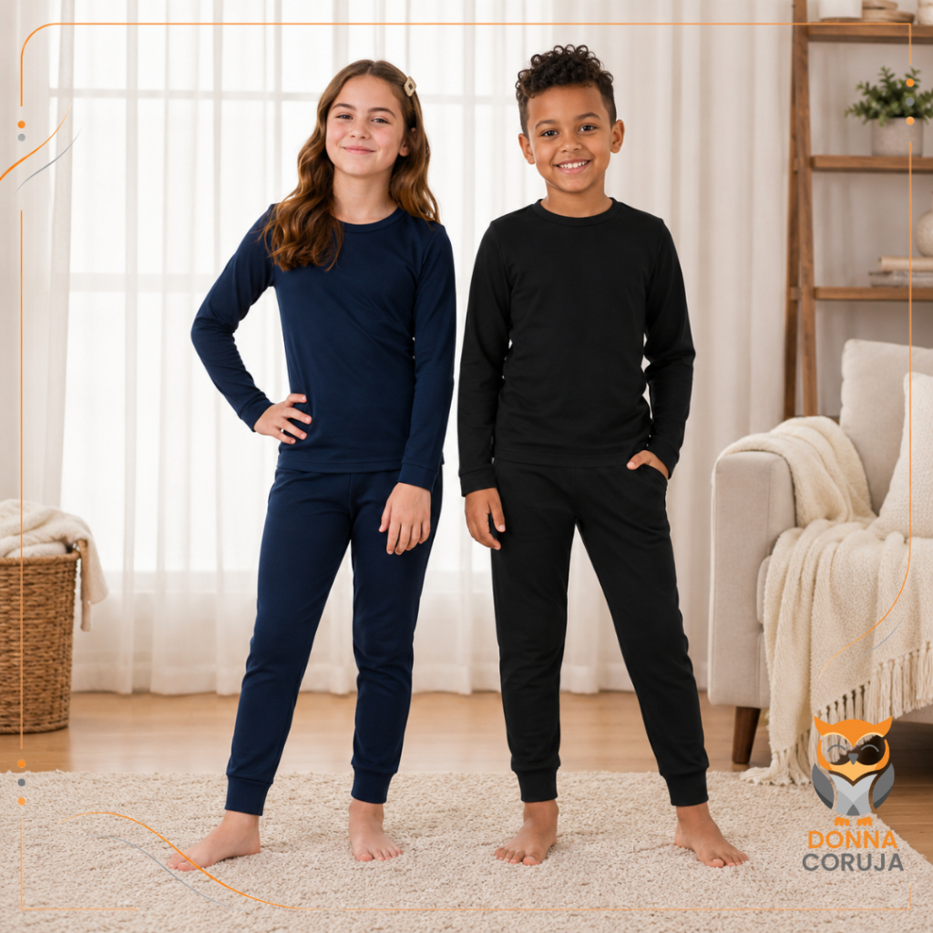 Calça Segunda Pele Infantil Térmica Peluciada Suplex Unissex Aconchegante Inverno 1 a 18 Anos