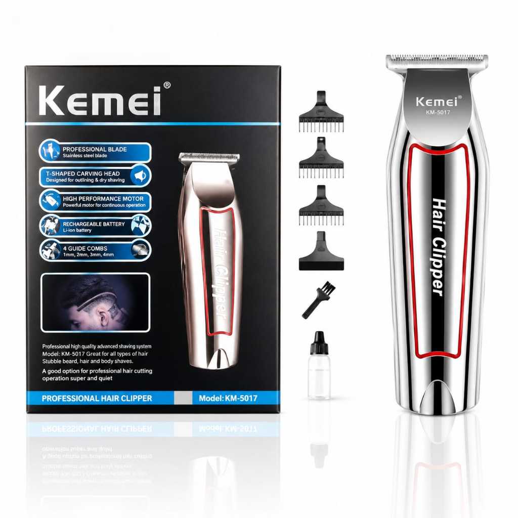 Máquina De Acabamento Profissional Kemei KM-032 Sem Fio Com Pentes E Escova De Limpeza
