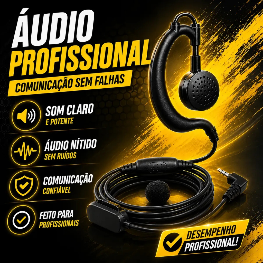 Fone de Ouvido com Microfone Ptt Para Rádio Motorola Talkabout Conexão P1 Compatível Com T200 T210 T400 T470 T600