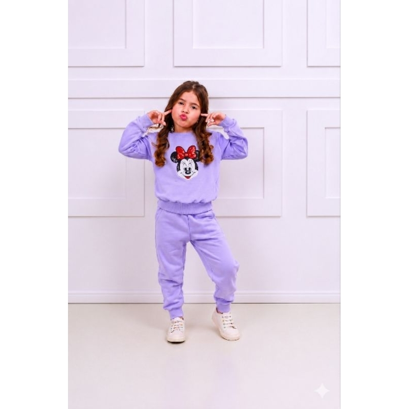Conjunto Infantil Feminino Moletom Felpudo Personagens Blusa e Calça Inverno Menina 2 ao 8