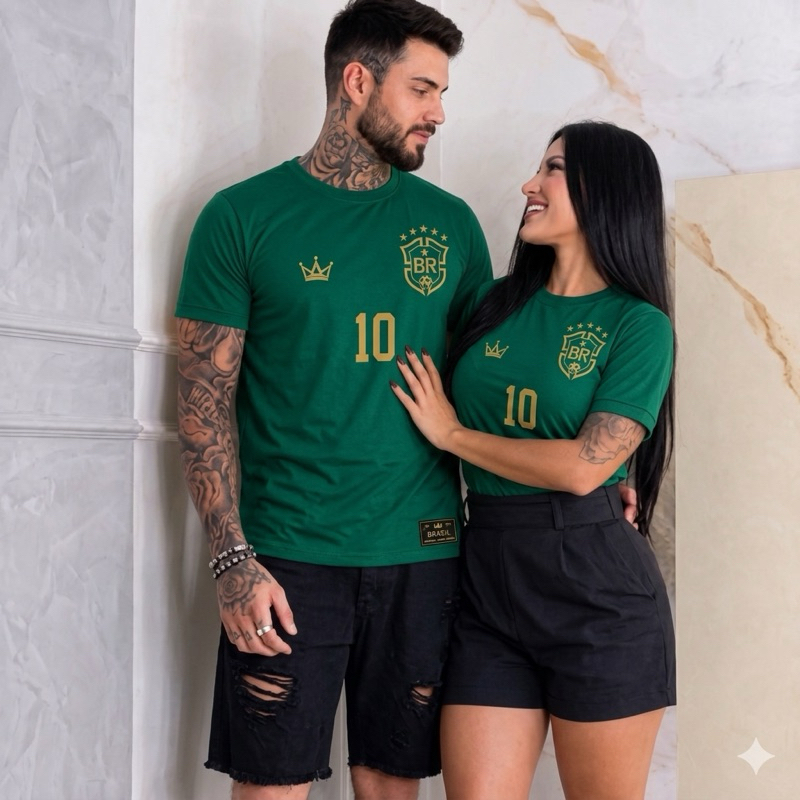 Kit Camisa Masculina e Feminina do Brasil, Camiseta personalizada do Brasil