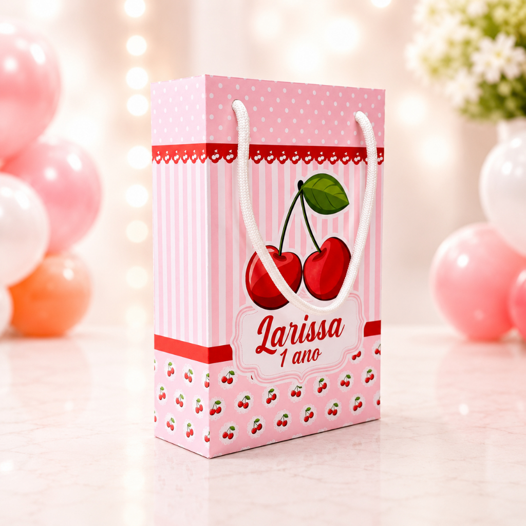 Sacolinha Cereja/Cerejinha Personalizadas /Lembrancinha de Festa /Aniversário - PEGUE E MONTE