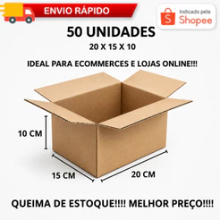 50 Caixas de Papelão 20x15x10 Tipo Maleta Reforçada Resistente Para Envio Ecommerce Sedex Correios