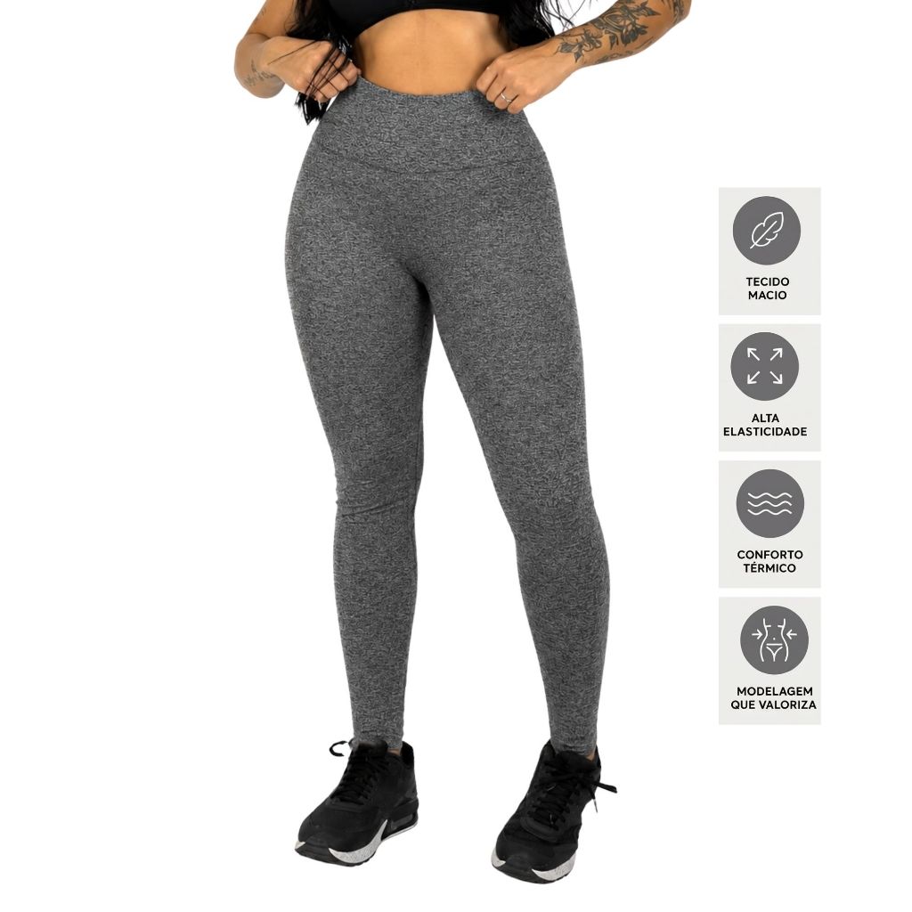 Calça Legging Flanelada Térmica Inverno Cintura Alta Grossa Sem Transparência Peluciada Premium