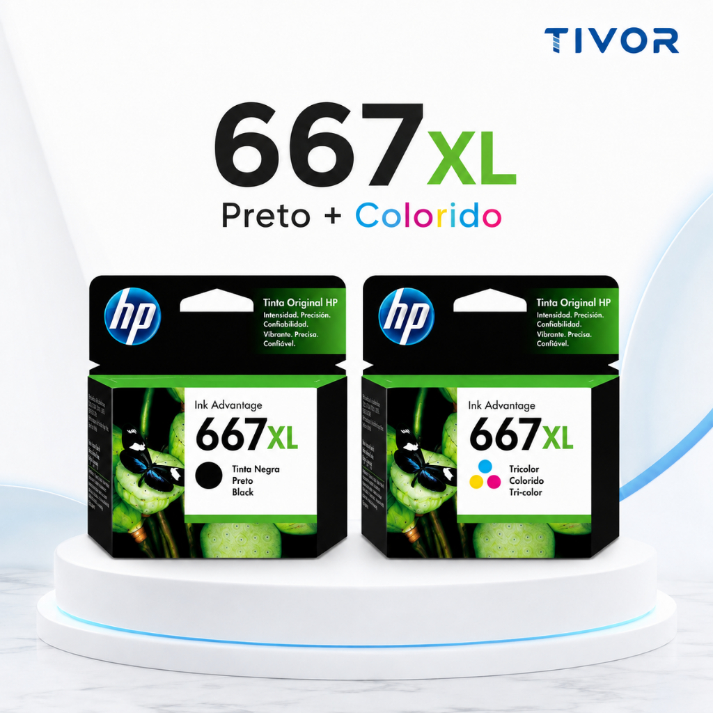 CARTUCHO DE TINTA HP 667XL PRETO E COLORIDO PARA USO EM 2376 2774 2776 6476