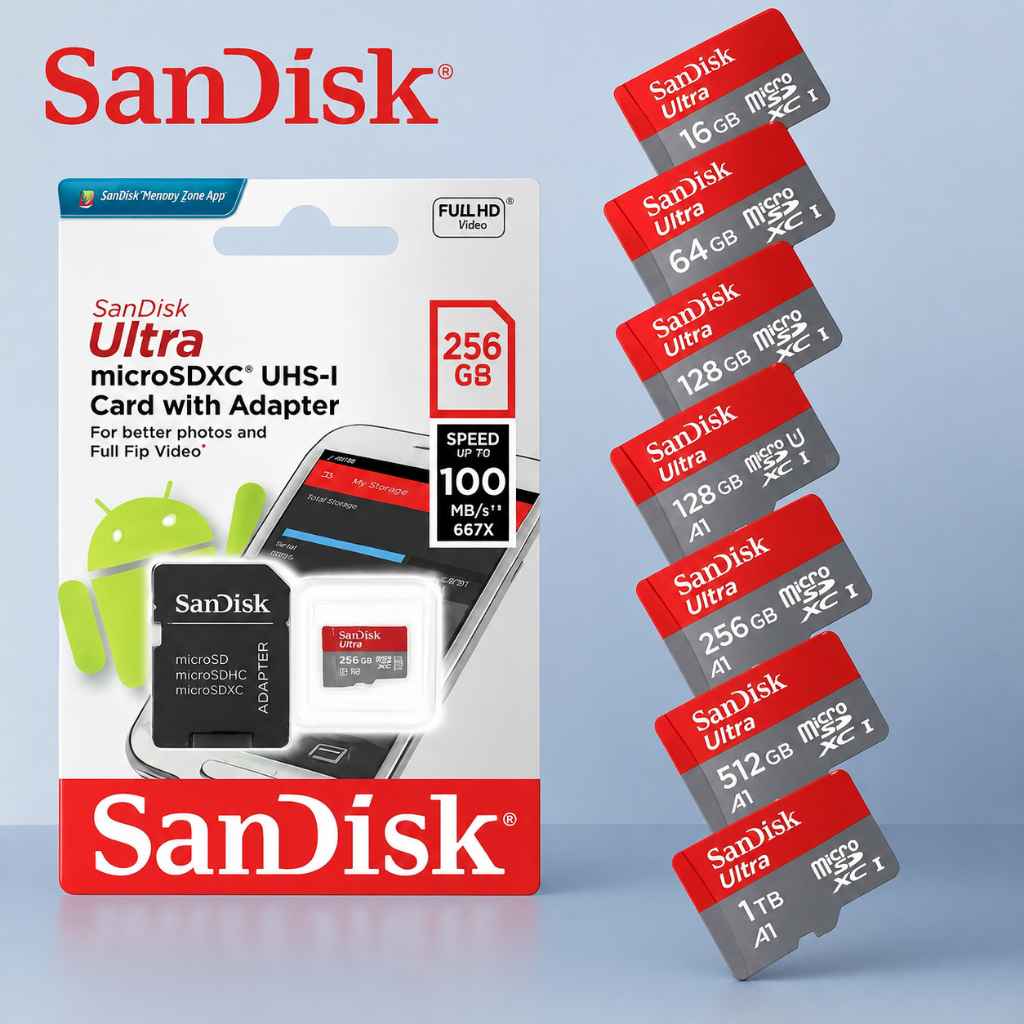 Cartão De Memória SanDisk Micro Sd  128/256gb/512gb/1TB Classe 10 Ultra A1- Câmeras de Segurança