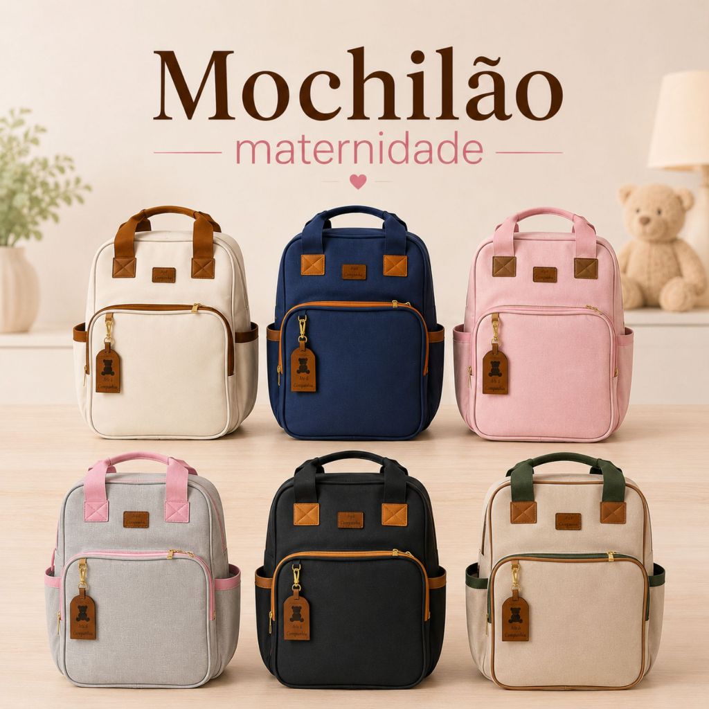 Mochilão Maternidade Ellen Arte & Companhia Bolsa Bebê Térmica Grande Multifuncional