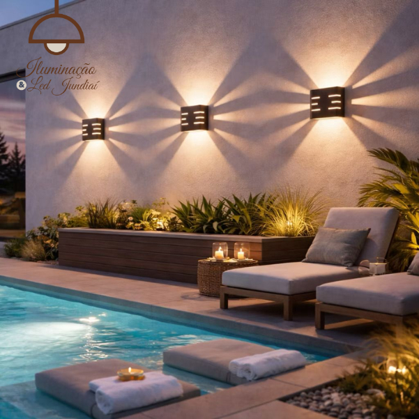 Arandela Slim Fechos Alternados Alumínio G9 IP65 Preta Branca Fachada Muro Varanda Área Iluminação
