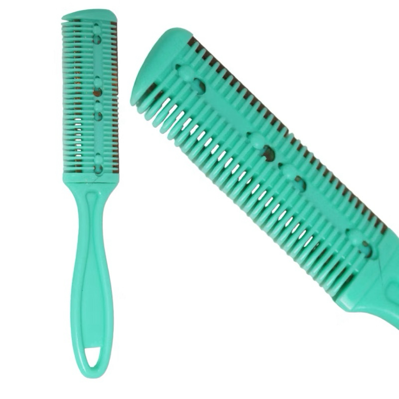 Cortador de cabelo dupla face, pente de corte de cabelo com lâmina + presilha auxiliar multifuncional