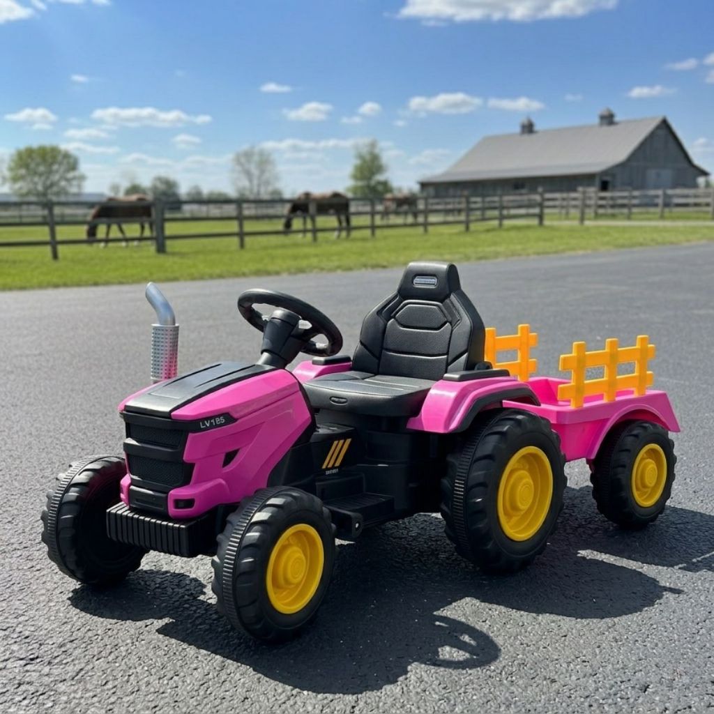Trator Elétrico Infantil 12V com Caçamba Controle Remoto e Música