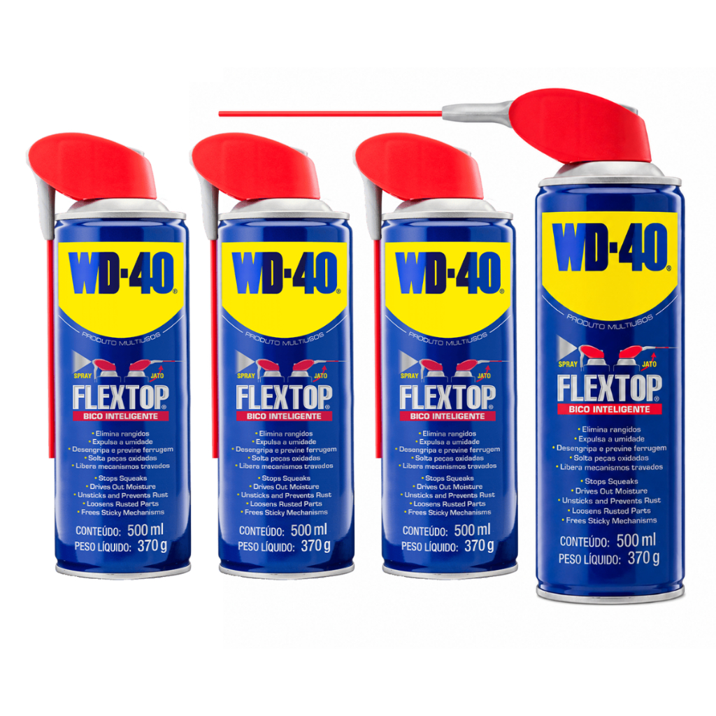 Kit 4 Wd40 Spray Flextop 500ml Lubrificante Desengripante Anticorrosivo Wd-40