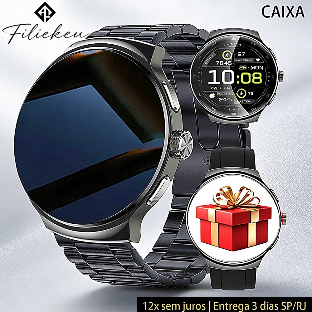 Relógio Inteligente Premium AMOLED Chamada BluetoothMonitor Cardíaco Luxo Masculino Presente Garantia 1 Ano Frete Grátis