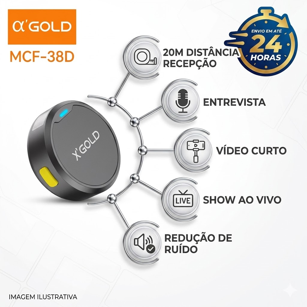 Microfone de Lapela Sem Fio Duplo Magnético 2 em 1 para iPhone e Tipo-C com Cancelamento de Ruído IPX4