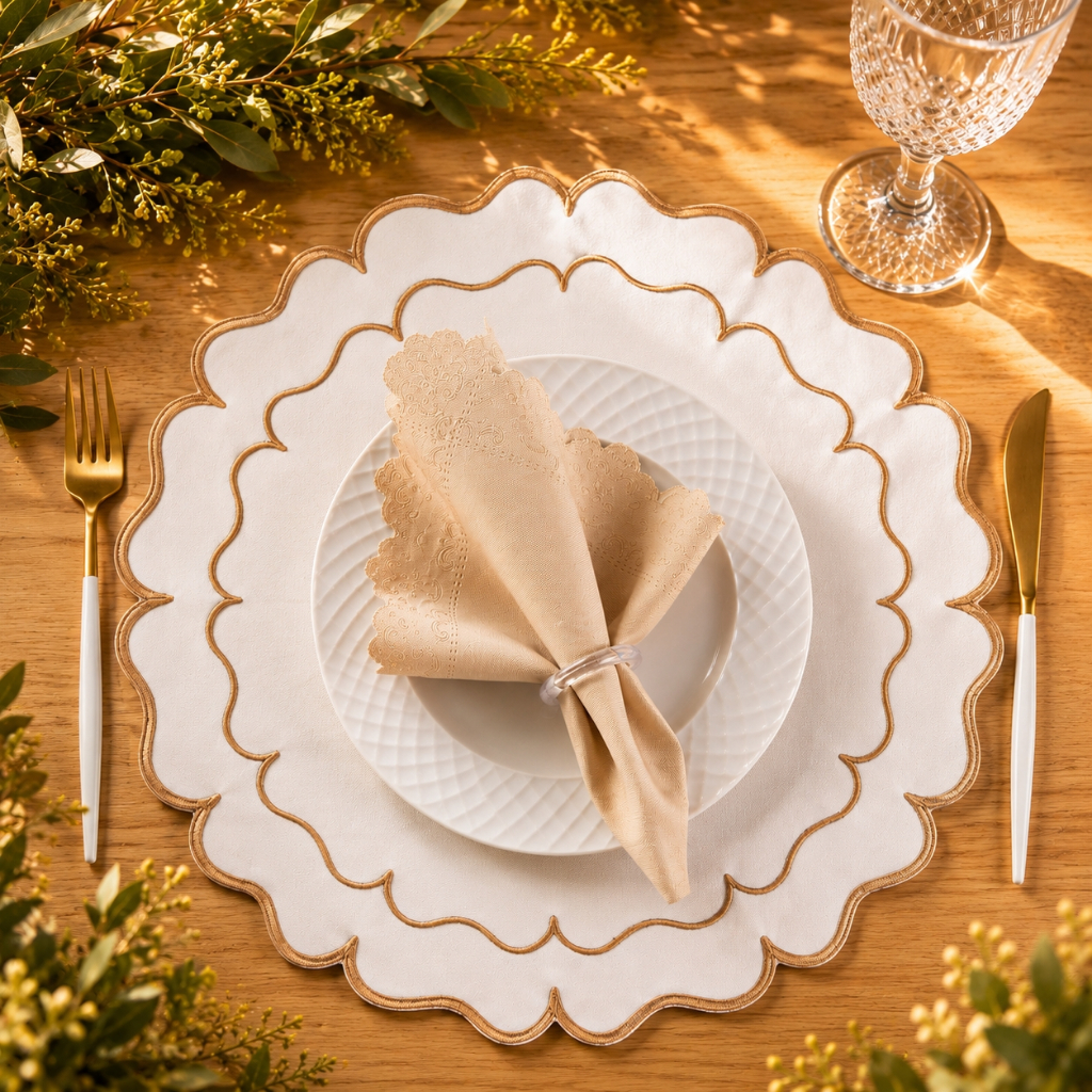 “Kit Americano Para 2 , 4 , 6 , 12 Lugares : Sousplats e Guardanapos – Eleve a Elegância e Sofisticação da Sua Mesa !