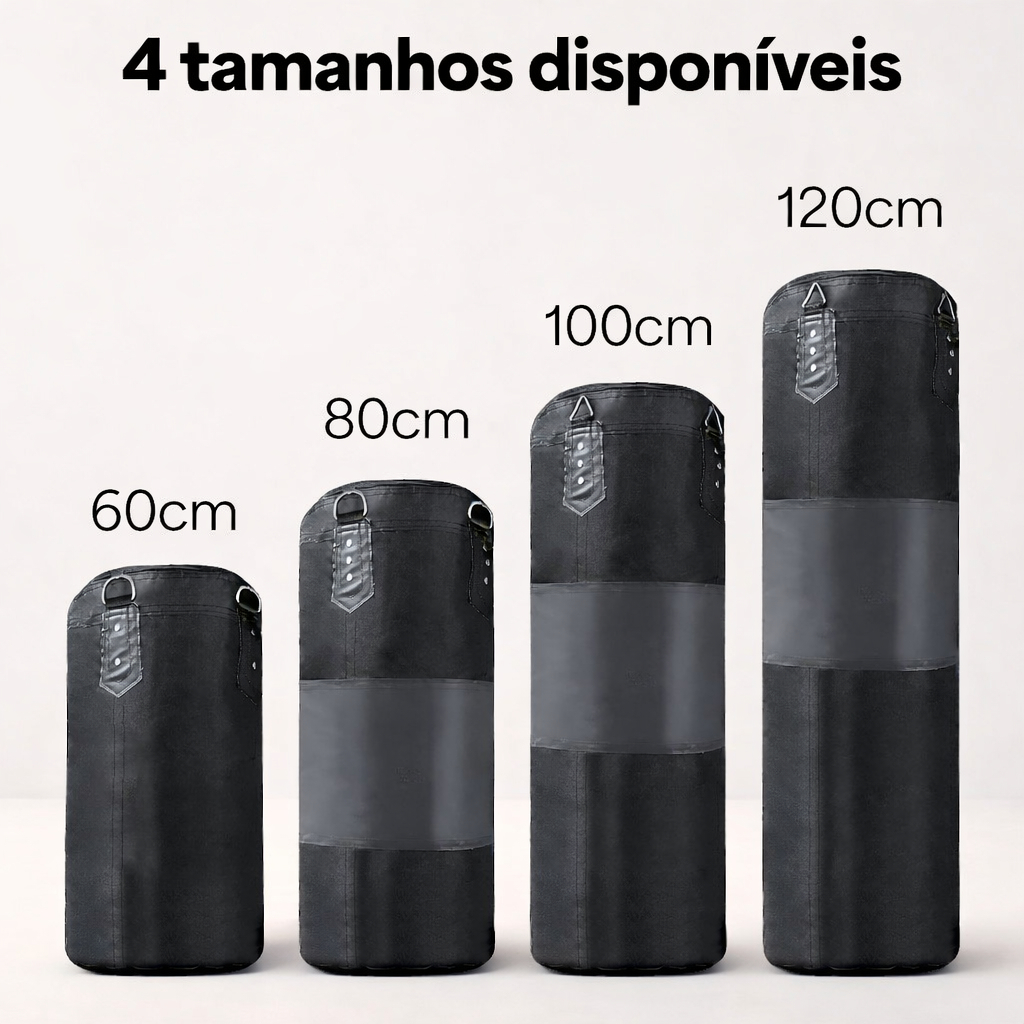 Saco de Pancada Boxe Reforçado Corrente Punch Diversos Tamanhos Treino Muay Thai MMA
