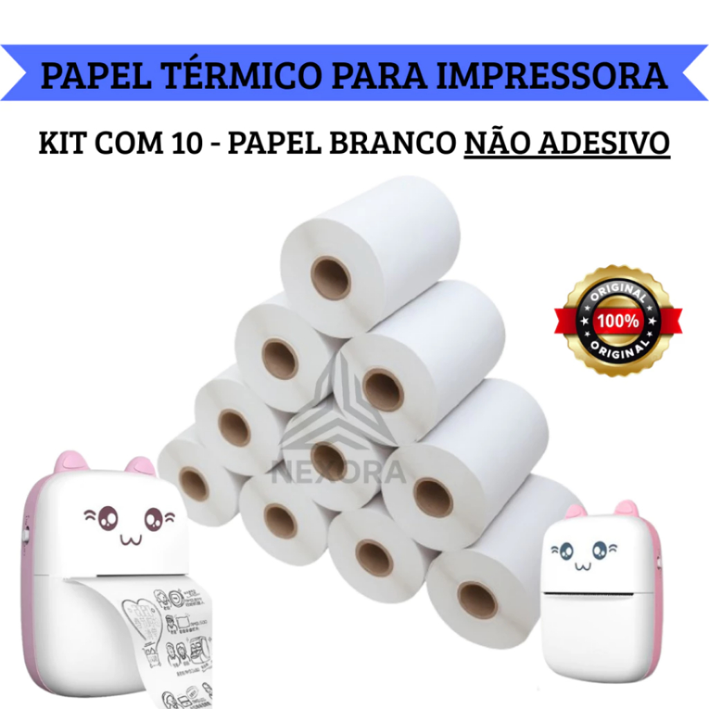 Kit 10 Bobinas Térmica 57x30mm Não Adesivo Branco Rolo Para Mini Impressora Portátil