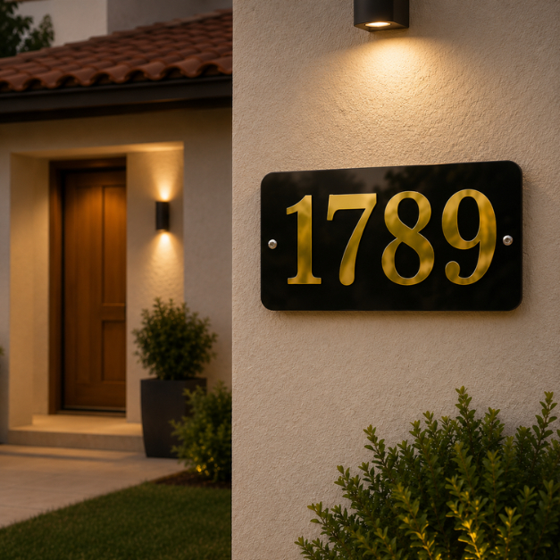 Placa Número Casa Acrílico Personalizado Endereço Fachada Placa Residencial Moderna Luxo