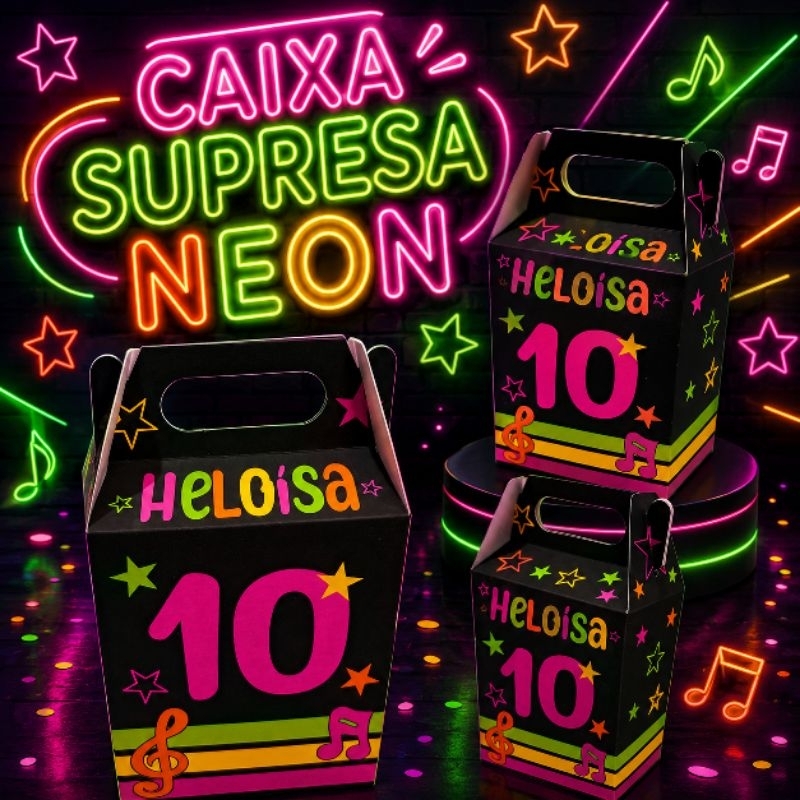 10 Caixinhas Neon balada Personalizadas Lembrancinha sacolinha surpresa Neon balada