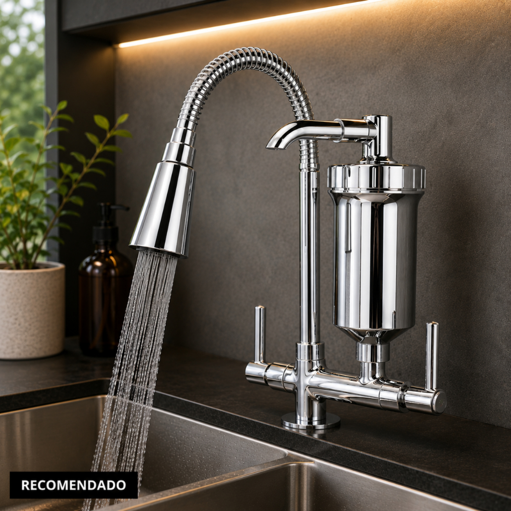 Torneira Gourmet com Filtro Bancada Cromada Flexível Jatos Metal Para Cozinha Pia Cuba Área Gourmet