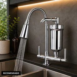 Torneira Gourmet com Filtro Bancada Cromada Flexível Jatos Metal Para Cozinha Pia Cuba Área Gourmet