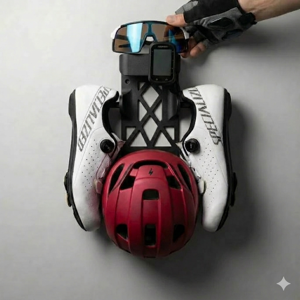 Suporte Organizador Bike Capacete Sapatilha óculos Ciclismo