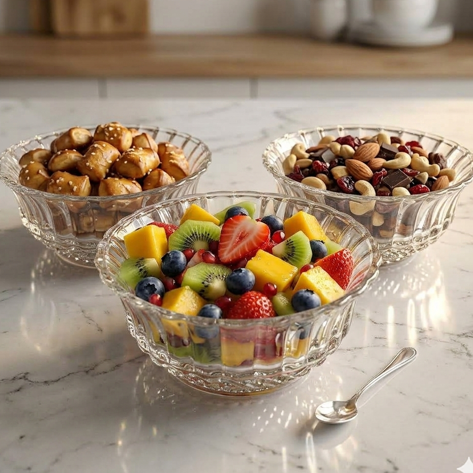 Conjunto 3 Bowl Tigela Vidro Alexa Saladeira Sobremesa Full Saladeira de vidroVasilha  vidro Alexa
