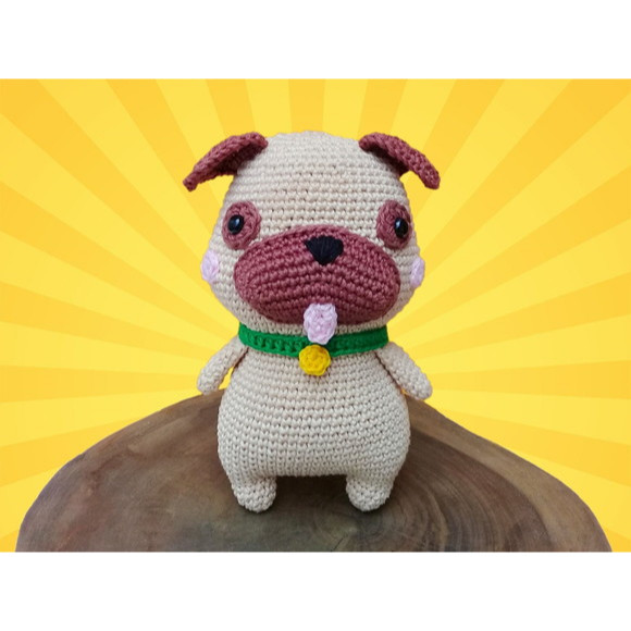Amigurumi Cachorro Pug (21cm) > bichinho de crochê, cachorro