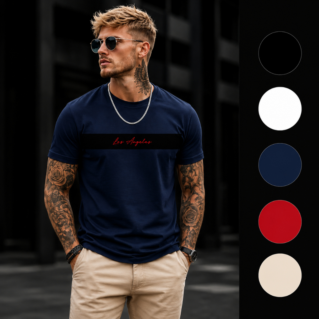 Camiseta masculina Los Angels, camisa algodao, camisa masculina, camiseta preta, camisa branca,