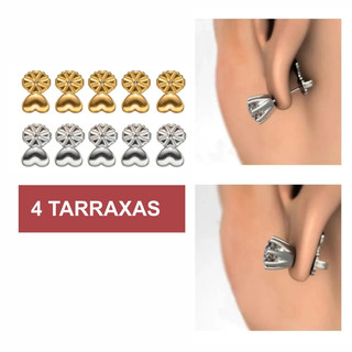 Kit 4 Tarraxas Magicas Sustentação Orelha Brinco Folheado a Ouro 18k ou Prata 925 Anti Alérgico