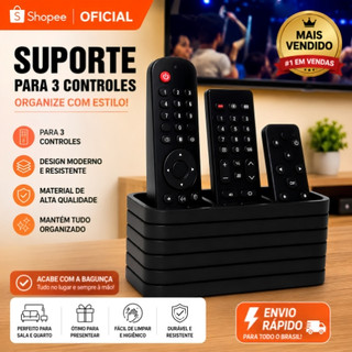 Porta Controle Remoto Organizador para TV, TV Box e Ar Condicionado | Suporte para 3 Controles