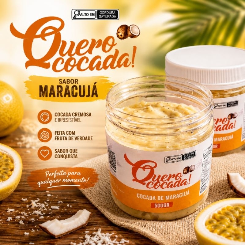 Cocada Artesanal Premium – Maracujá | 500g de pura cremosidade