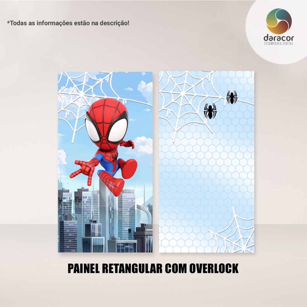 Capas de Painéis Verticais Menino Aranha - Retangular c/ Overlock e Romano c/ Elástico Tam Diversos OPÇÕES INDIVIDUAIS
