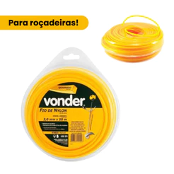 Fio de Nylon Quadrado 3,0 mm x 50 m para Roçadeira Alta Resistência Vonder