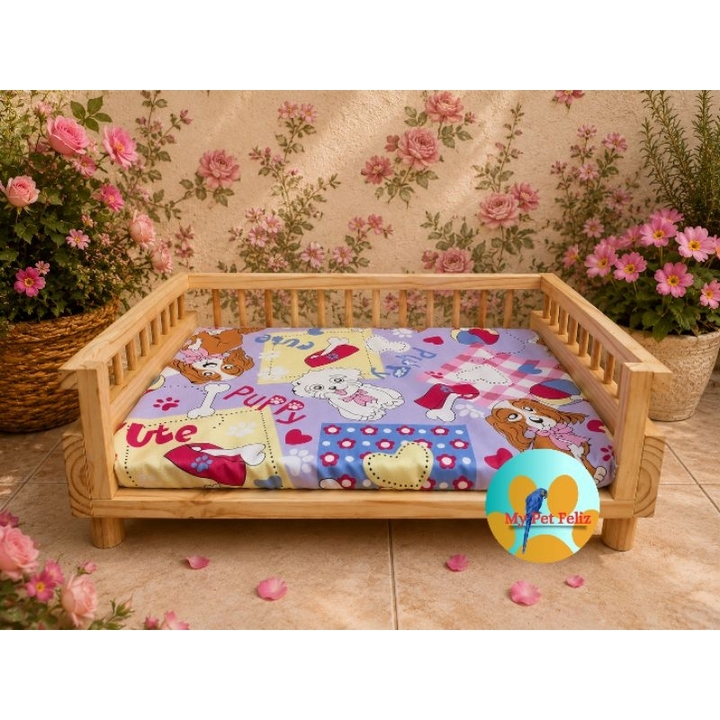 Caminha para cachorro com estofado e madeira - caminha para gato, caminha para Coelho,  cama cachorro,  cama pet
