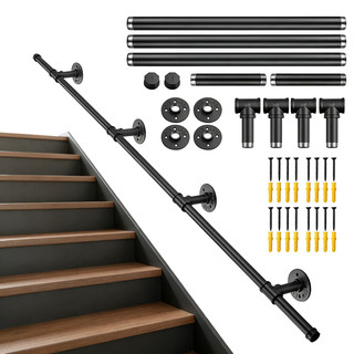 Corrimão para escada interna/externa - Ferro tubular antiferrugem, fixação na parede, várias opções de tamanho