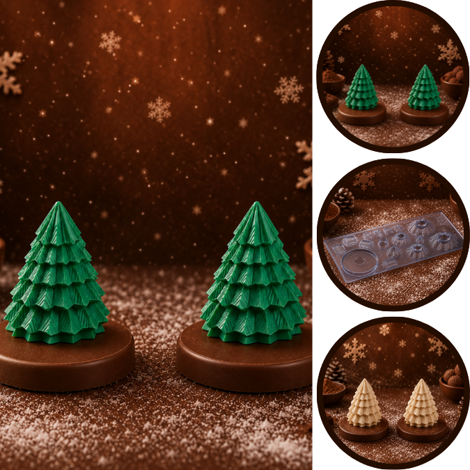1~5 Forma Placa Textura e Modelagem Para Chocolate ÁRVORE NATAL 3D–CÓD P859. Para Festas  (Porto) (CHOCO)