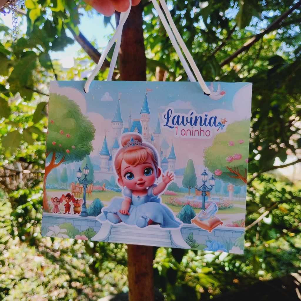 (PEGUE E MONTE) SACOLINHA PERSONALIZADA CINDERELA BABY PARA FESTA