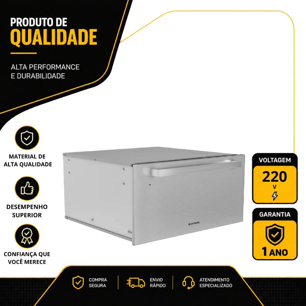 GAVETA AQUECIDA ELETTROMEC 30CM EM AÇO INOX GA-12S-30-XX-2TNA